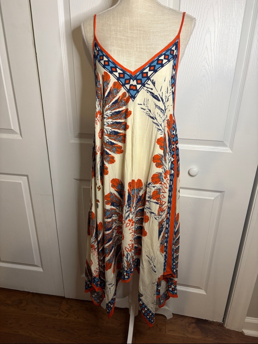 Jealous Tomato Cream Maxi Dress with Orange & Blue Floral Print